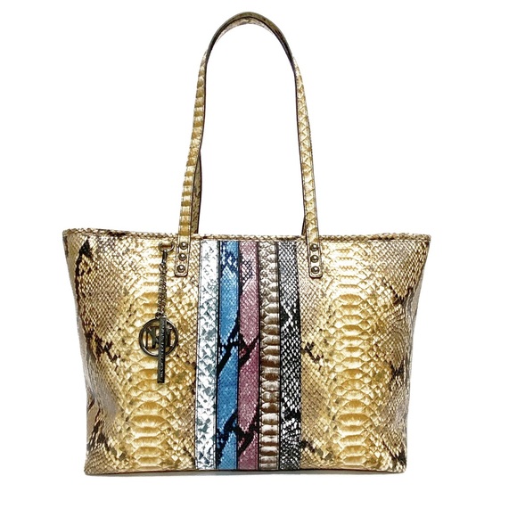 Badgley Mischka Handbags - Badgley Mischka Crocodile Print Tote Bag and BM Pendant